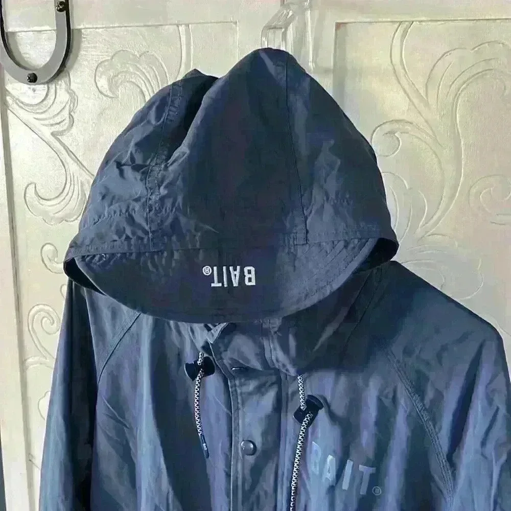 Bait Mountain Parka Windbreaker Jacket Blue Hooded Bill Gorpcore Streetwear Men